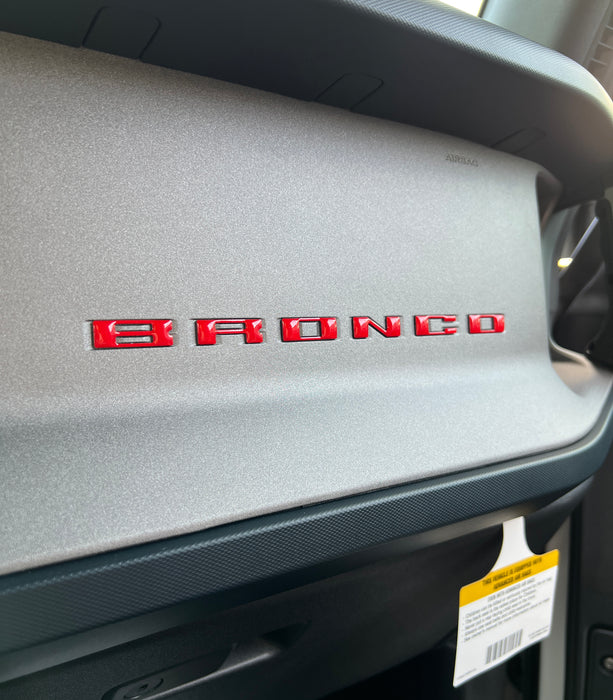Official Ford Bronco Glovebox Letter Inserts - 3D ABS Plastic W/ Carbon Fiber Look