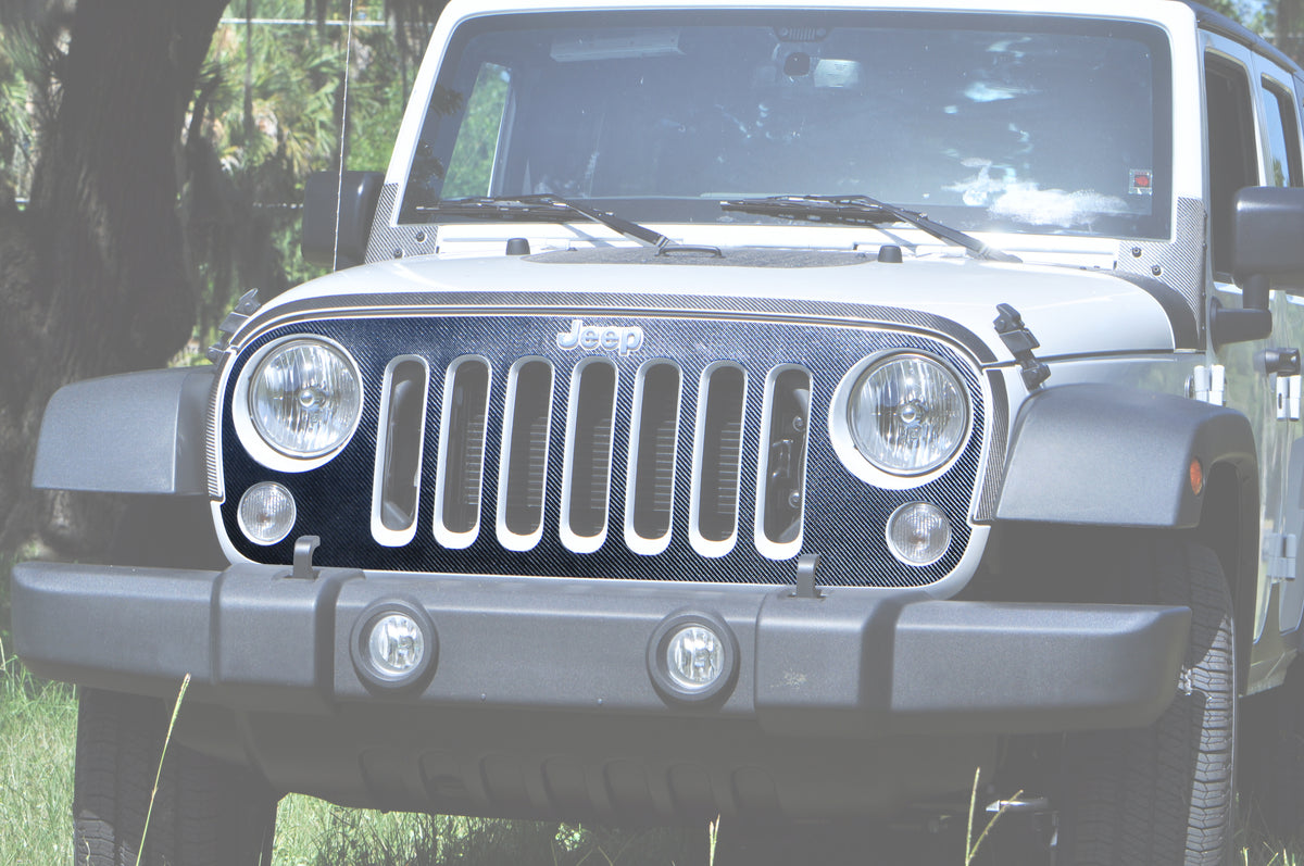Front Grill Overlay Fits 2007-2018 Jeep Wrangler JK — Tufskinz.com