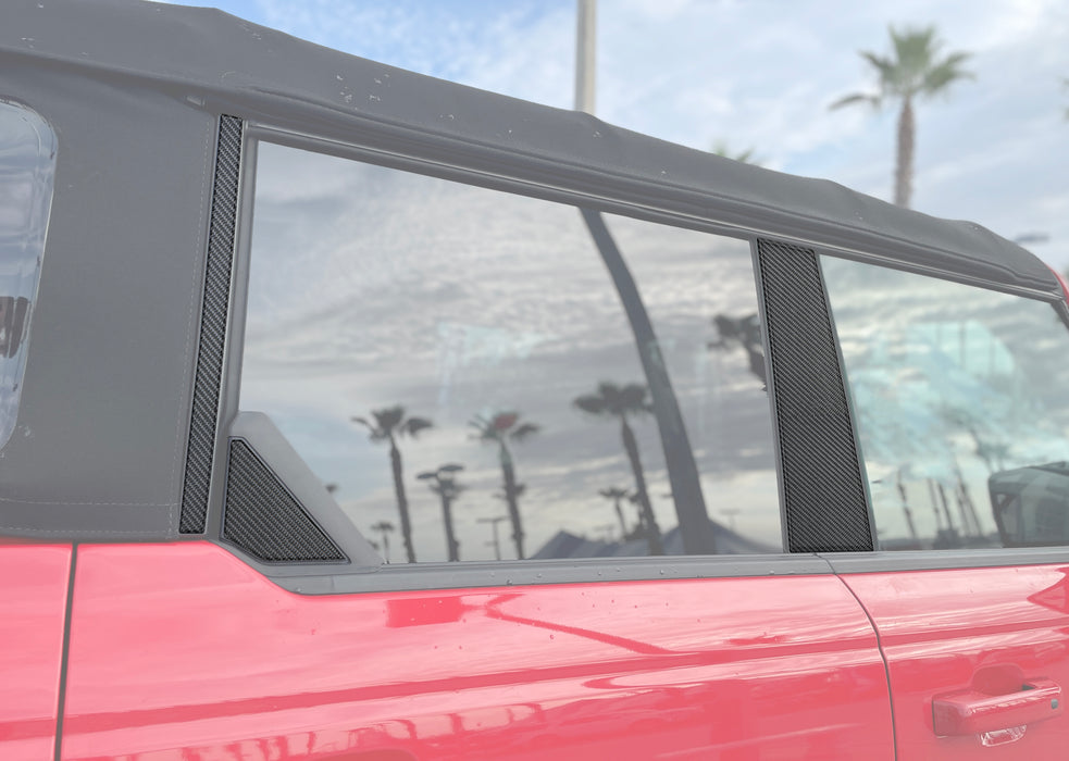 SHINEKA Carbon Fiber B-Pillar Trim Sticker Set For Ford Bronco Sport 2021+ – 6pc Gloss